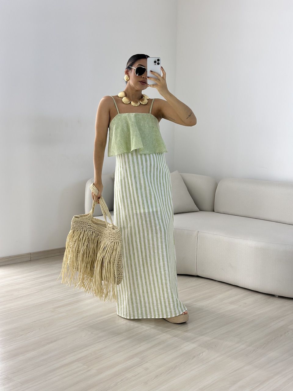 VESTIDO RAYANA LISTRADO VERDE