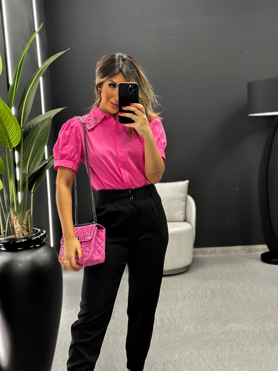 CAMISA LIZ PEDRARIA PINK