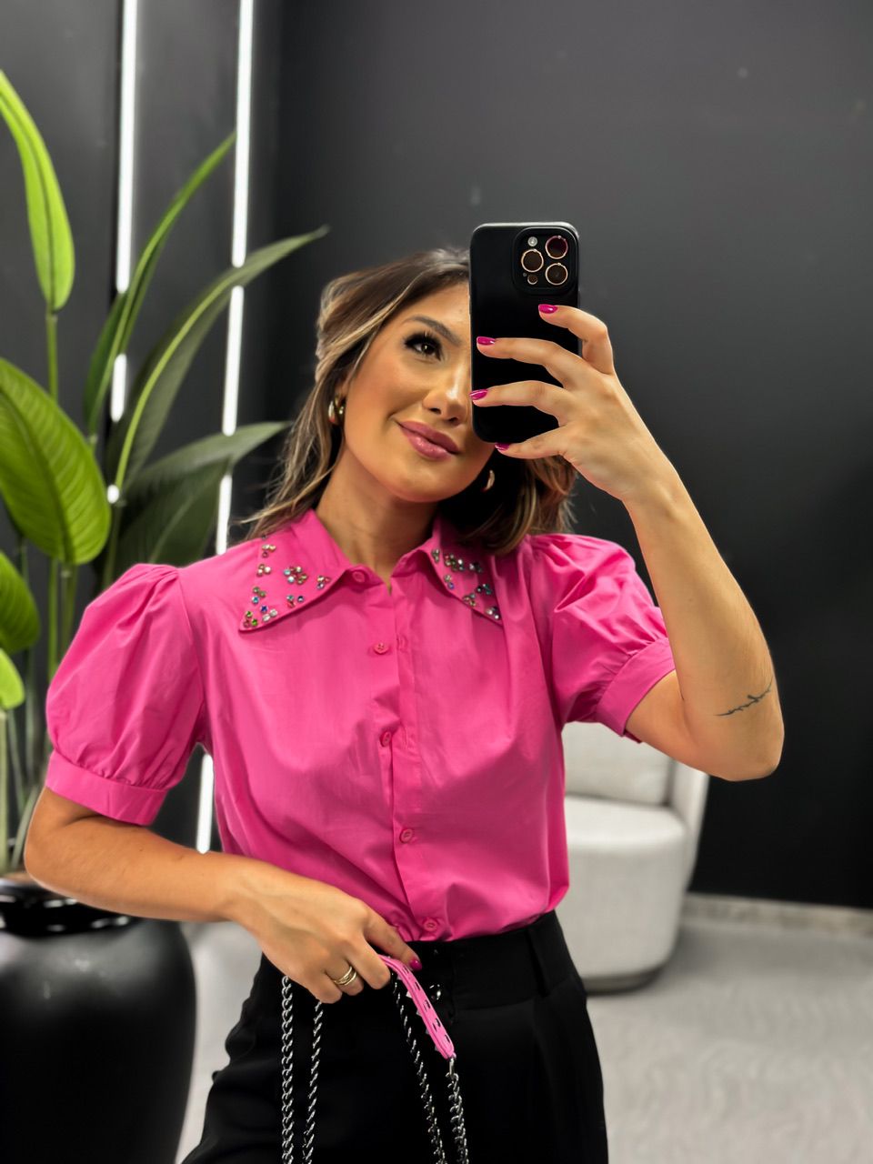 CAMISA LIZ PEDRARIA PINK