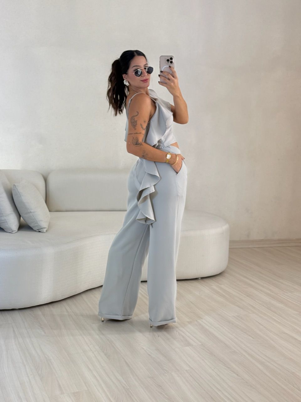 CONJUNTO FABIOLA CALÇA CINZA