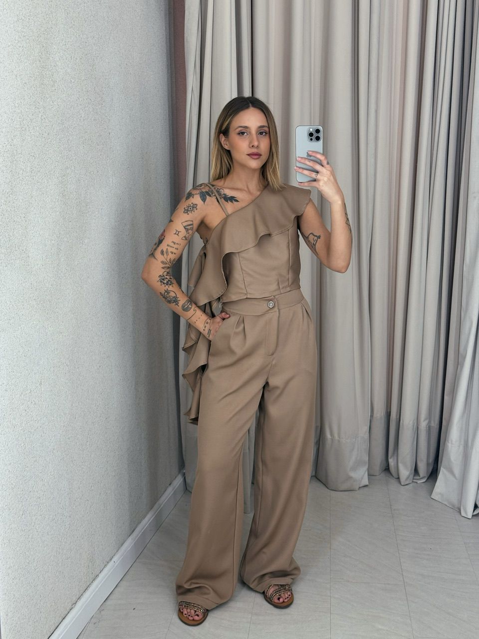 CONJUNTO FABIOLA CALÇA NUDE - 0057590049 - CAROLLA FERRARO