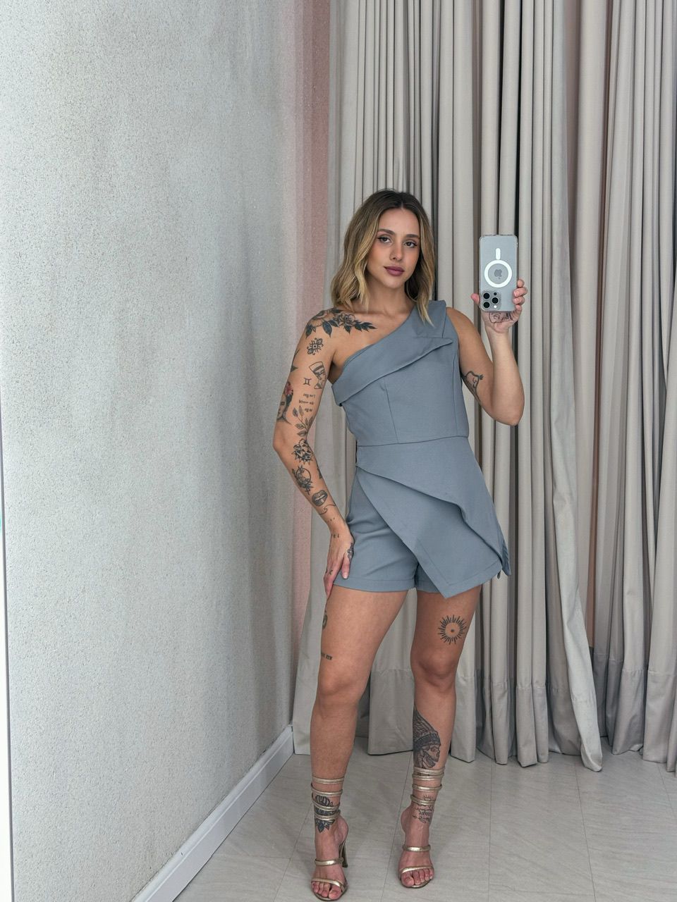 CONJUNTO SABRINA SHORT CINZA - 0057610091 - CAROLLA FERRARO