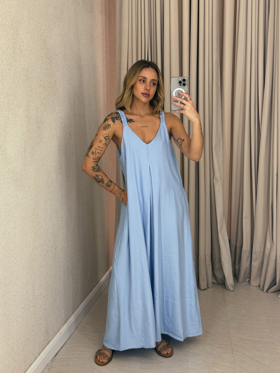 VESTIDO SUZANE 02 ALÇA AZUL - 0057630109 - CAROLLA FERRARO