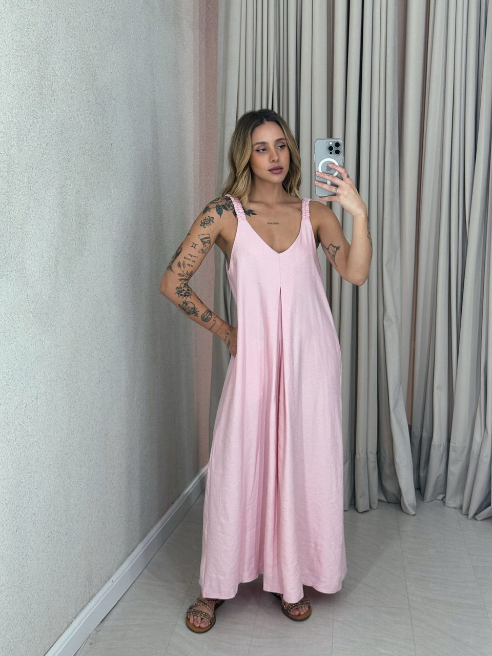 VESTIDO SUZANE 02 ALÇA ROSA - 0057630031 - CAROLLA FERRARO