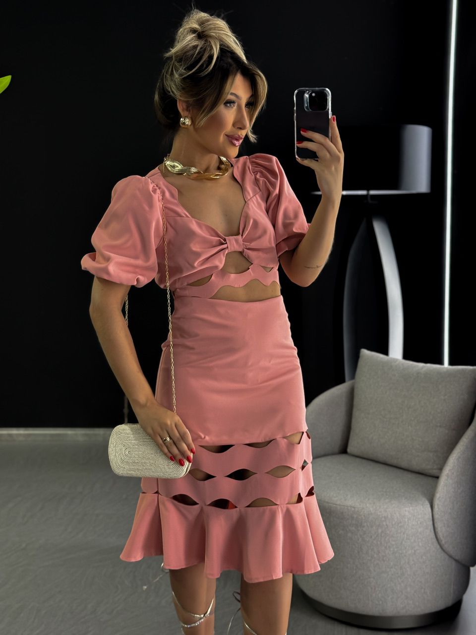CONJUNTO LAILA SAIA VAZADA ROSÊ