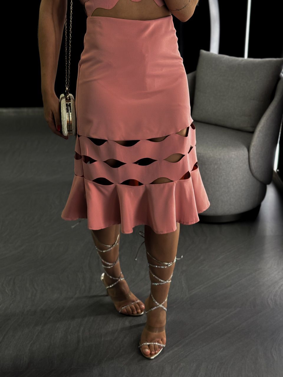 CONJUNTO LAILA SAIA VAZADA ROSÊ