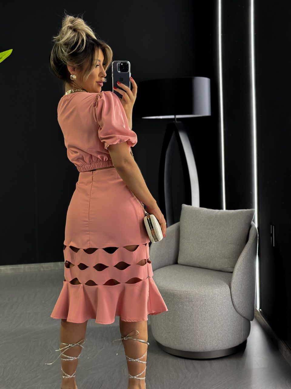 CONJUNTO LAILA SAIA VAZADA ROSÊ