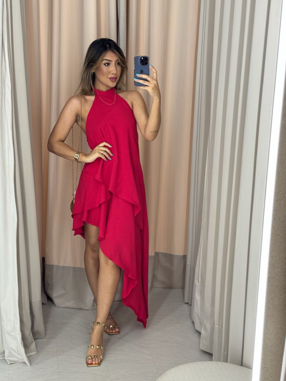 VESTIDO KAMILA FRENTE ÚNICA VERMELHO - 0047880006 - CAROLLA FERRARO
