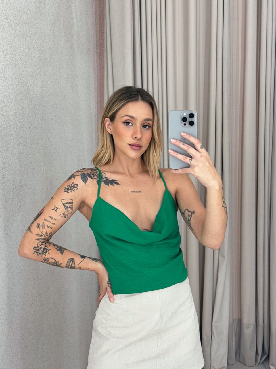 BLUSA PRISCILA ALÇA verde - 0060290014 - CAROLLA FERRARO