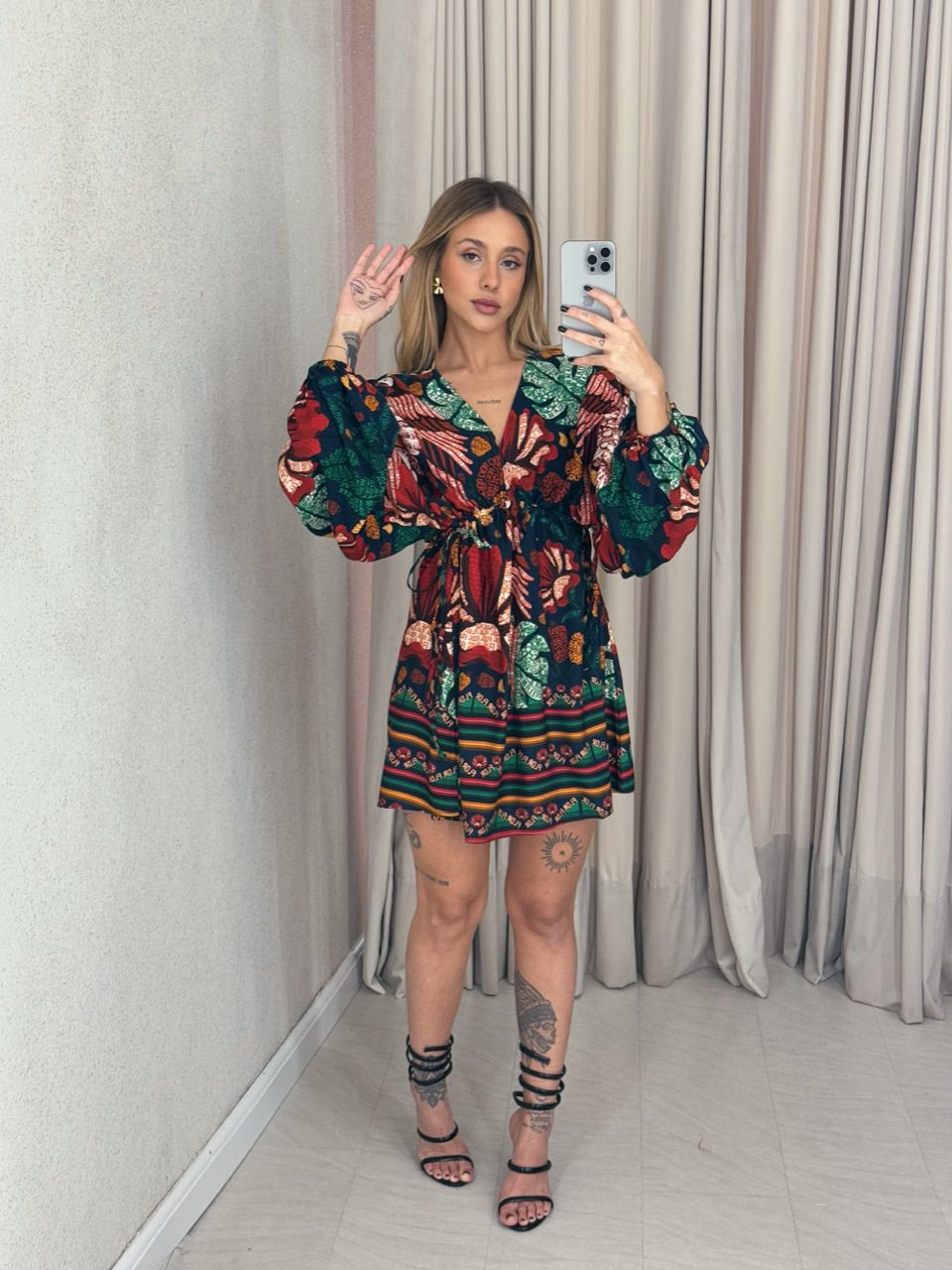VESTIDO TAYLA ESTAMPADO MARINHO