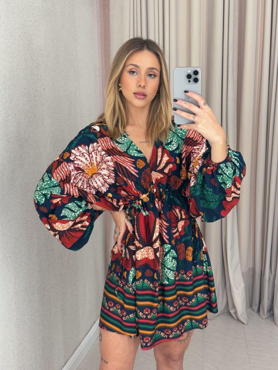 VESTIDO TAYLA ESTAMPADO MARINHO