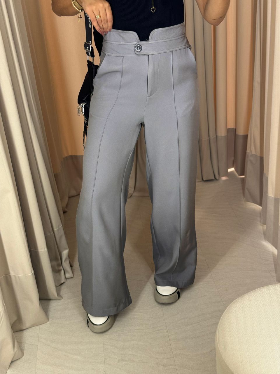 CALÇA LETÍCIA PANTALONA CINZA - 0047770091 - CAROLLA FERRARO
