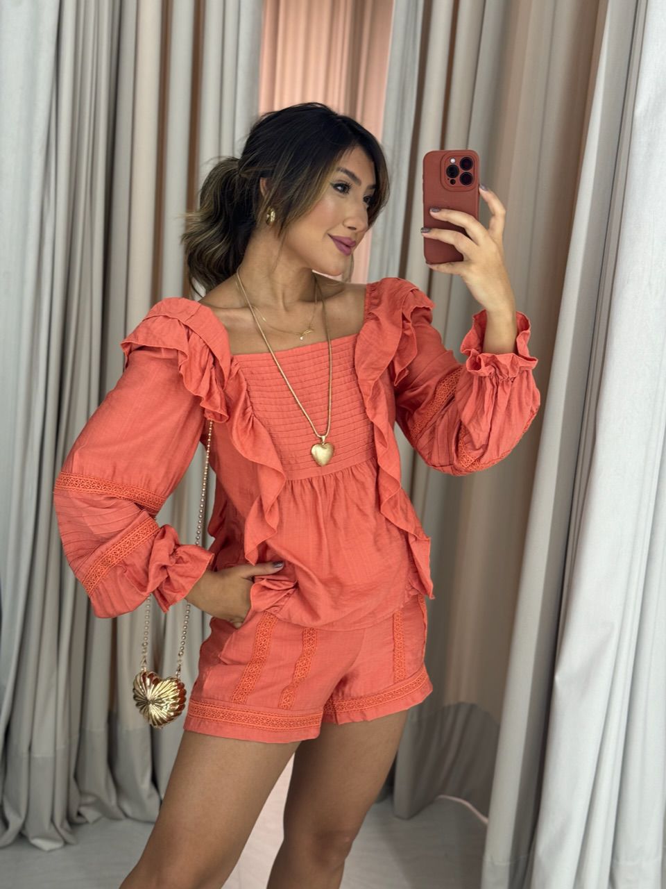 CONJUNTO ALESSANDRA BOHO LARANJA - 0051370068 - CAROLLA FERRARO
