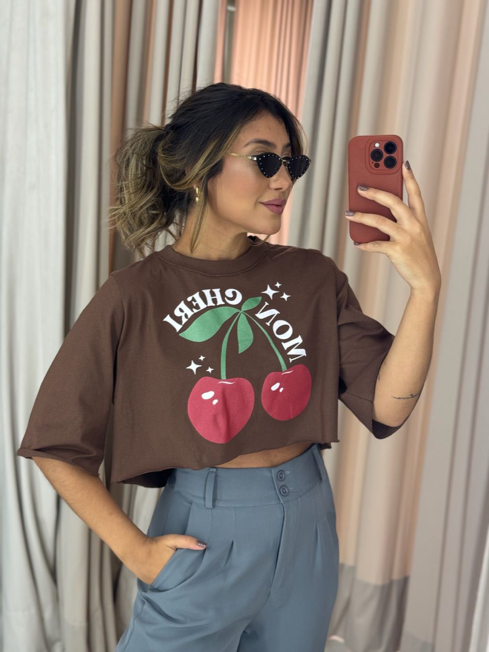 CROPPED MON CHER MARROM ESCURO - 0051050210 - CAROLLA FERRARO