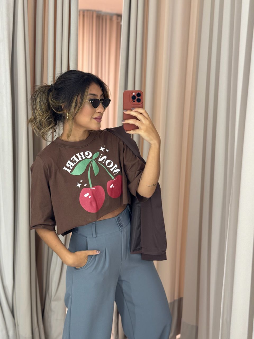 CROPPED MON CHER MARROM ESCURO