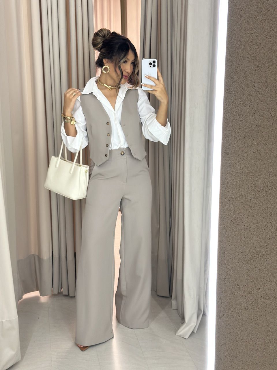 CONJUNTO VIRGÍNIA CALÇA CAQUI