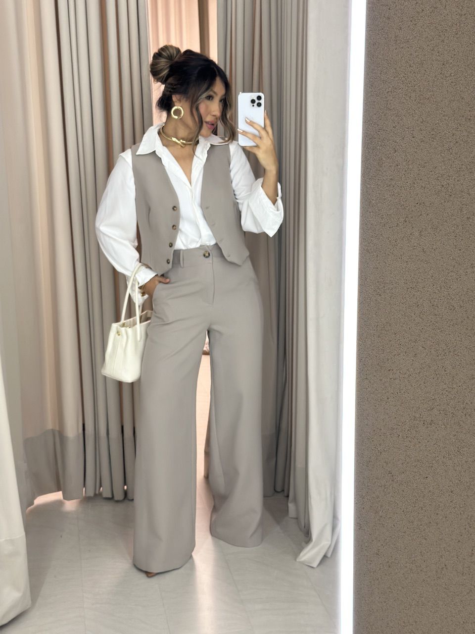 CONJUNTO VIRGÍNIA CALÇA CAQUI - 0060780096 - CAROLLA FERRARO