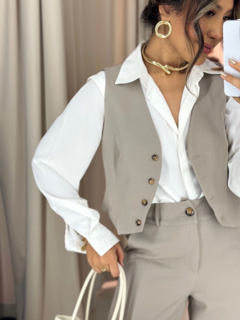 CONJUNTO VIRGÍNIA CALÇA CAQUI