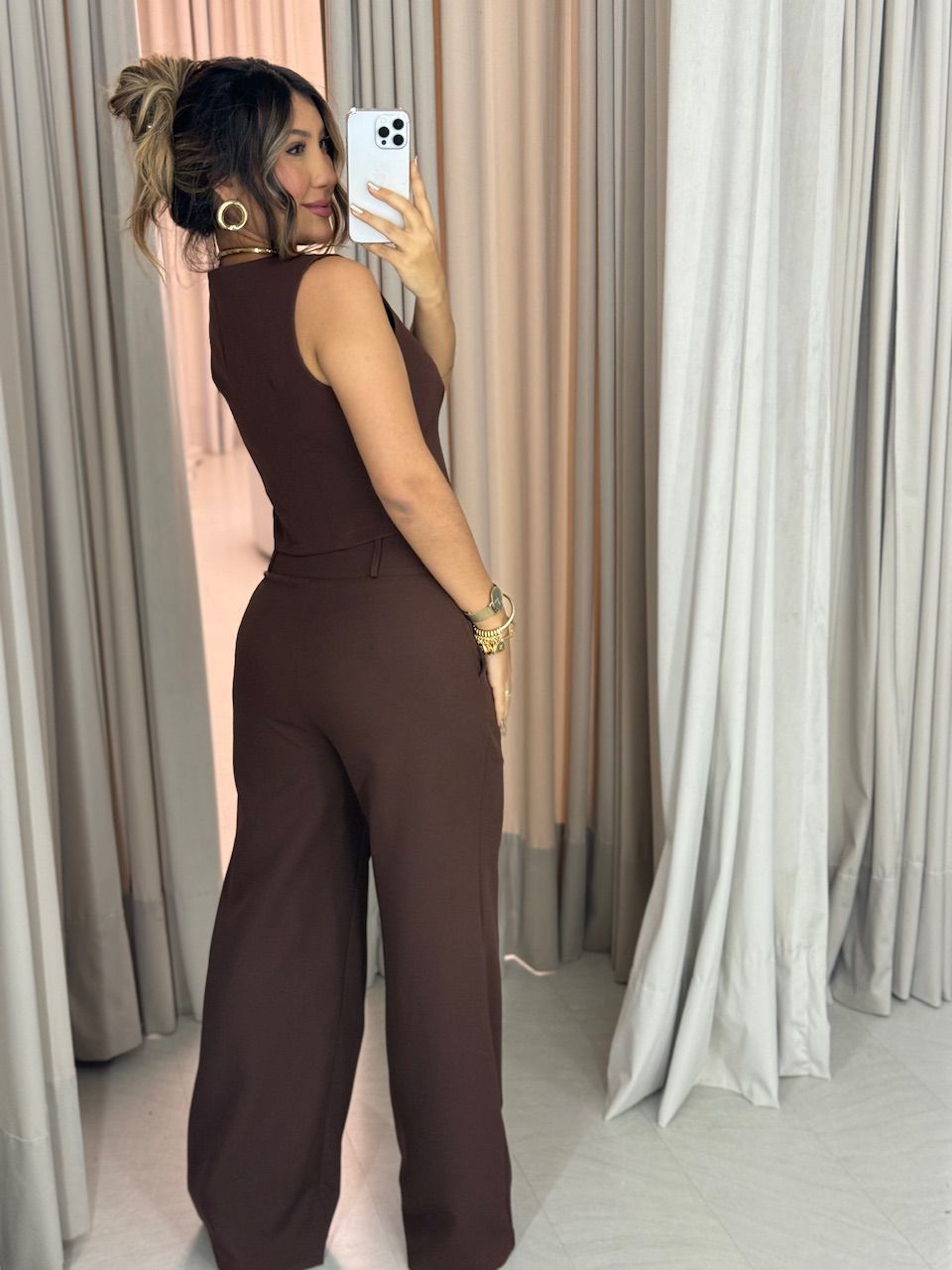 CONJUNTO VIRGÍNIA CALÇA MARROM
