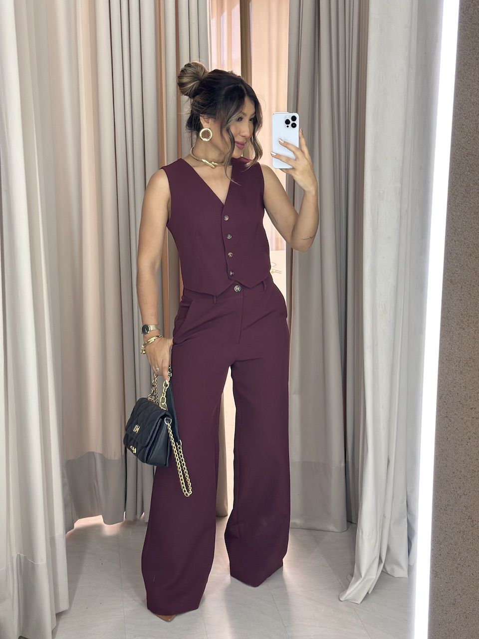 CONJUNTO VIRGÍNIA CALÇA VINHO