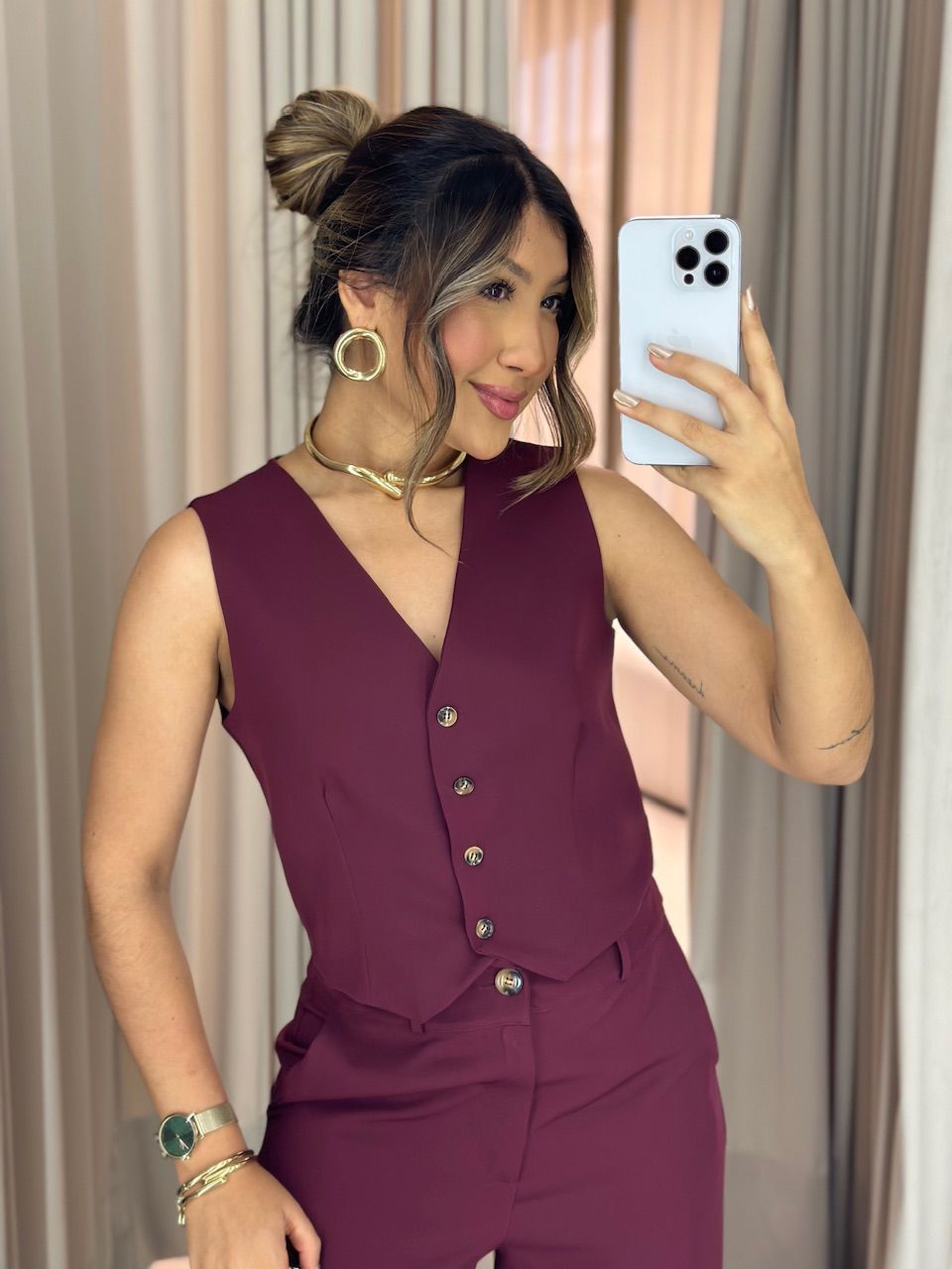 CONJUNTO VIRGÍNIA CALÇA VINHO
