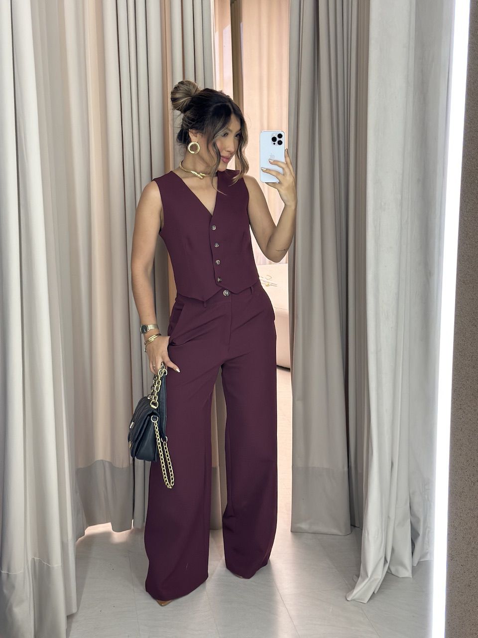 CONJUNTO VIRGÍNIA CALÇA VINHO