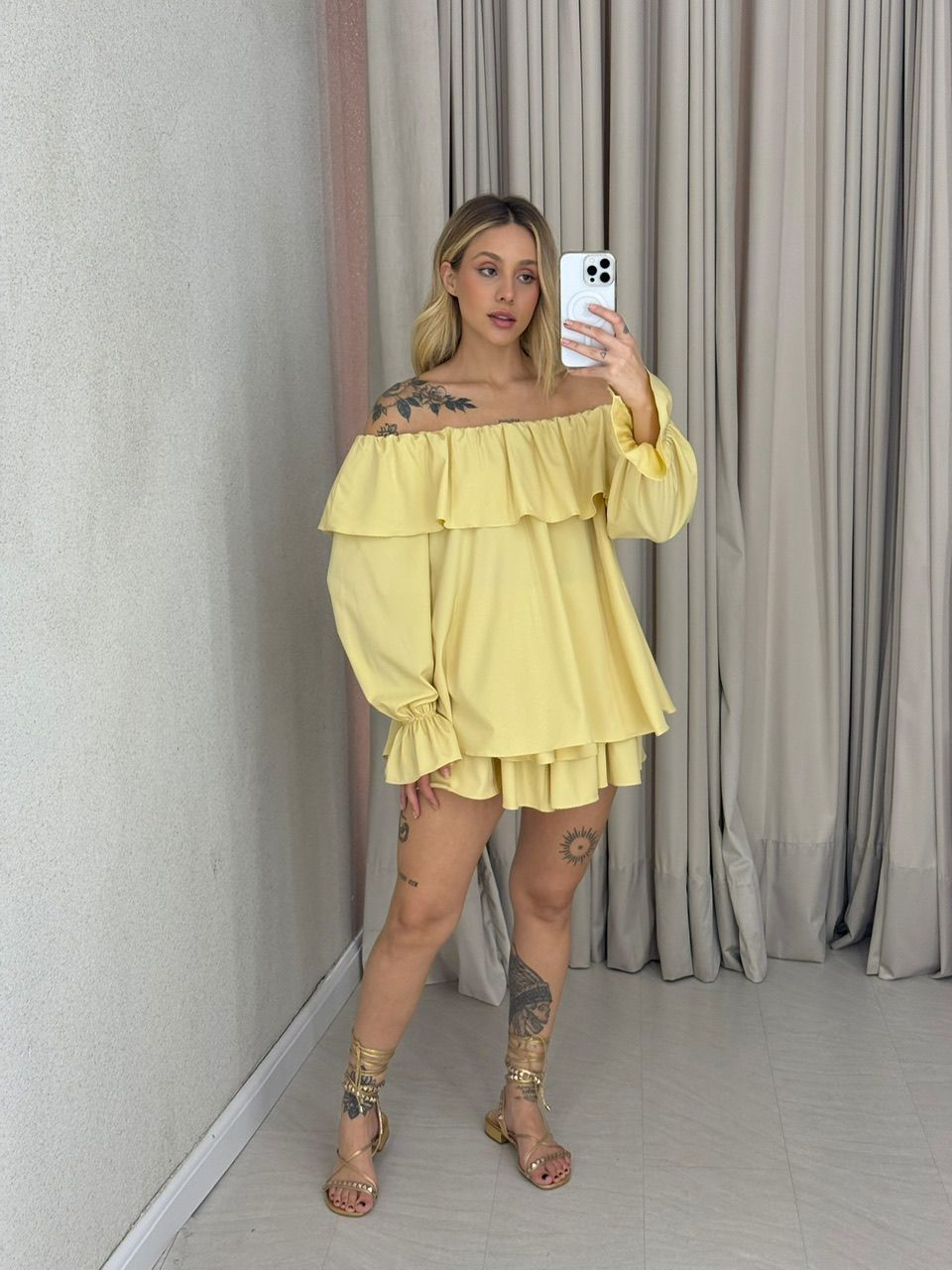 CONJUNTO ZOE BABADOS YELLOW BUTTER - 0063560374 - CAROLLA FERRARO