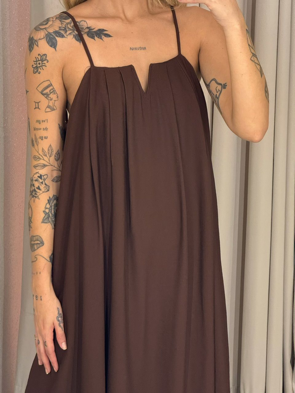 VESTIDO LUDMILA ALÇA MARROM