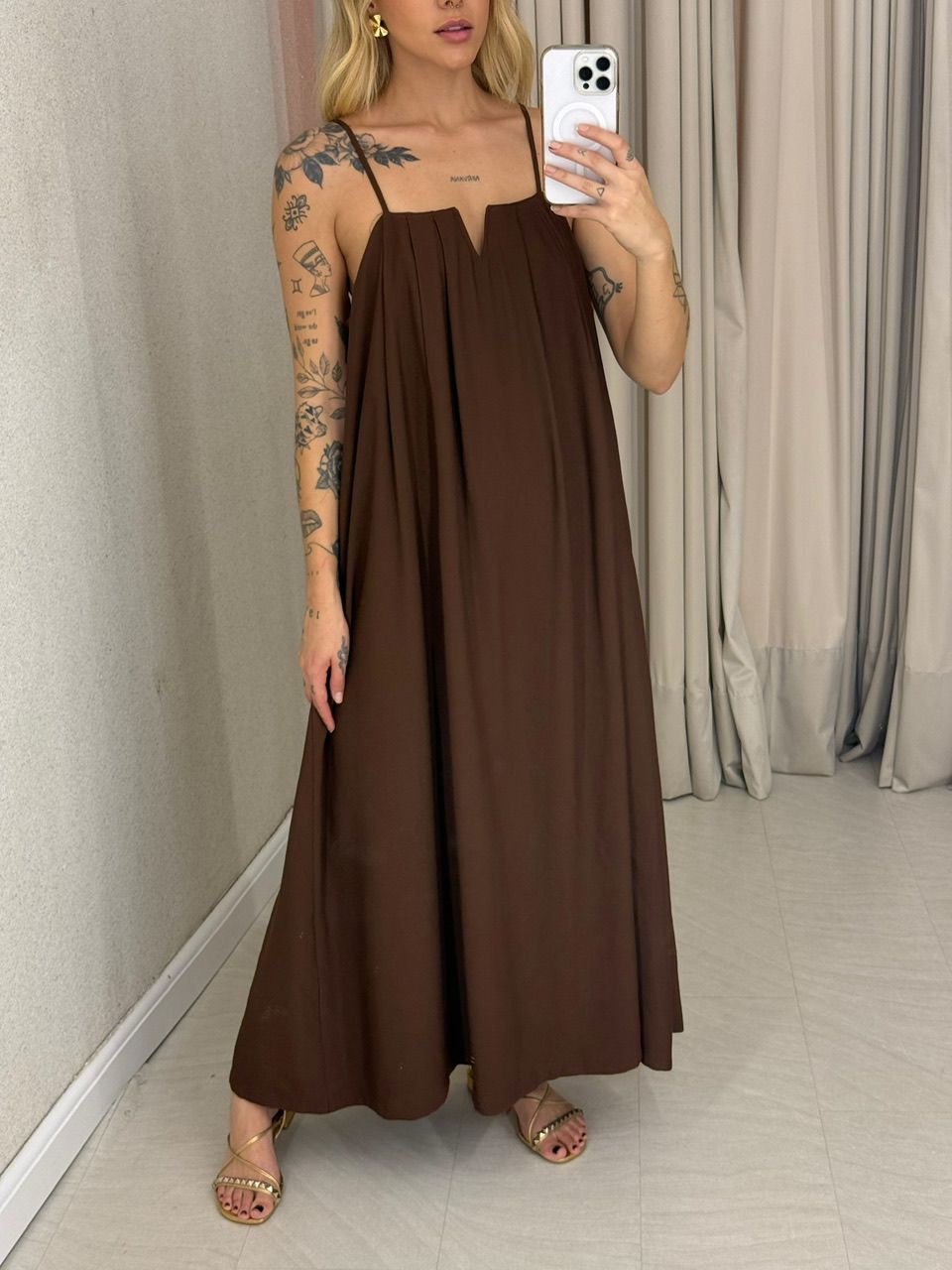 VESTIDO LUDMILA ALÇA MARROM