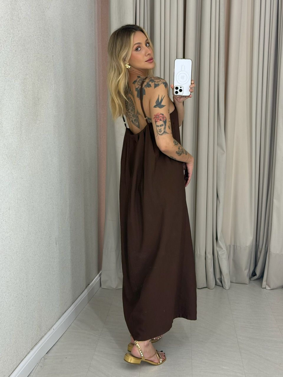 VESTIDO LUDMILA ALÇA MARROM