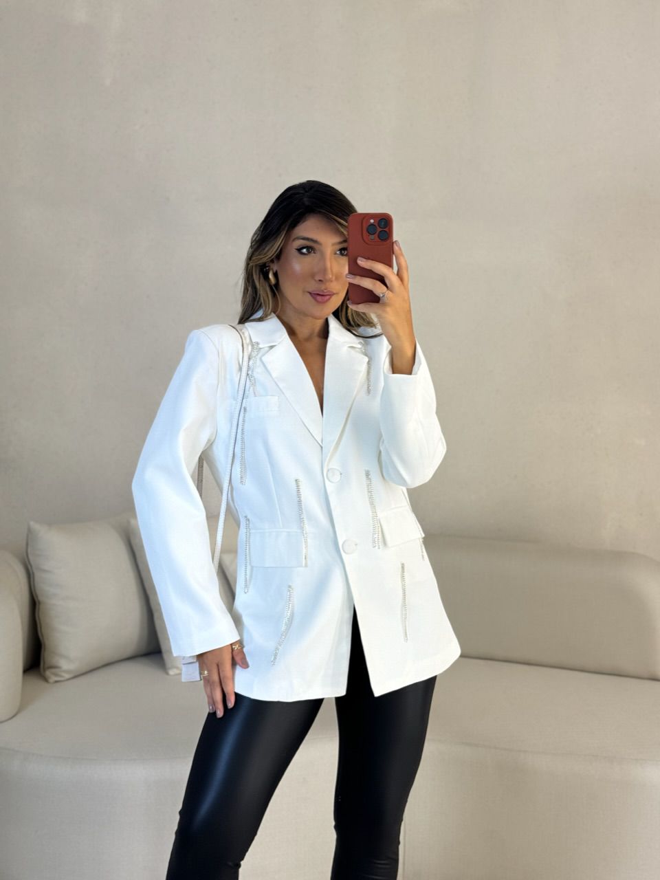 BLAZER BEATRIZ STRASS OFF - 0052390048 - CAROLLA FERRARO