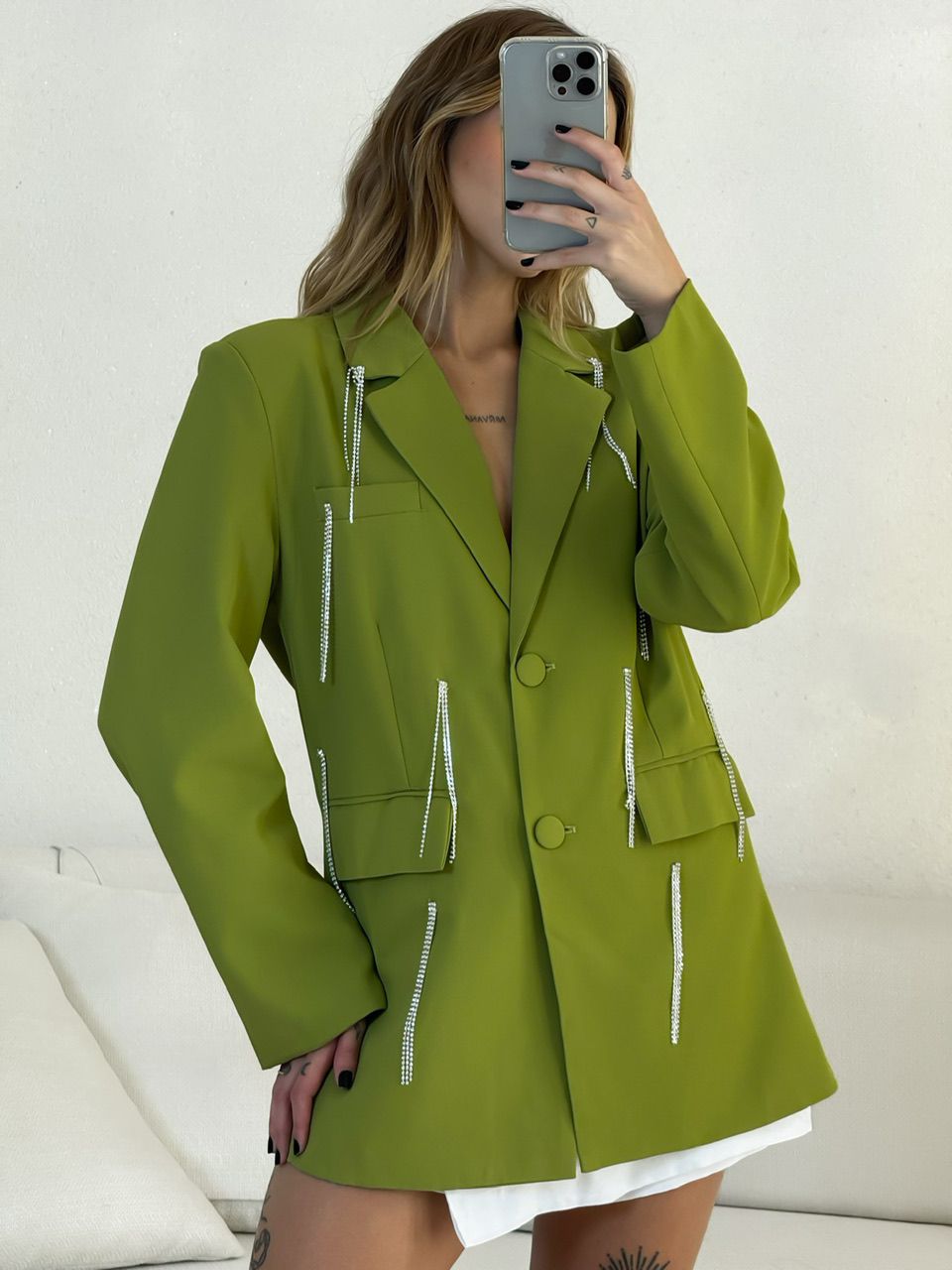 BLAZER BEATRIZ STRASS VERDE OLIVA