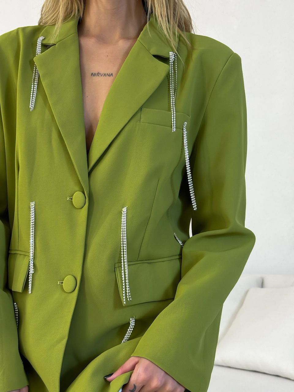 BLAZER BEATRIZ STRASS VERDE OLIVA