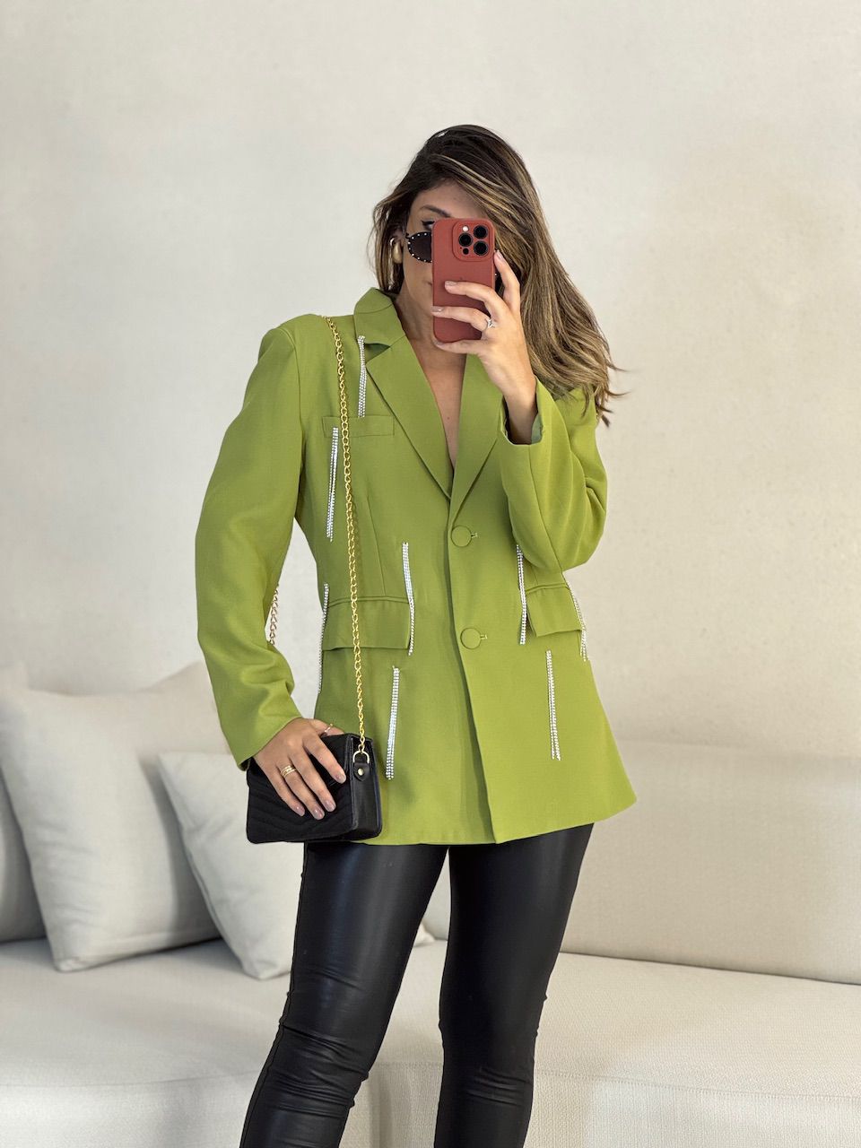 BLAZER BEATRIZ STRASS VERDE OLIVA