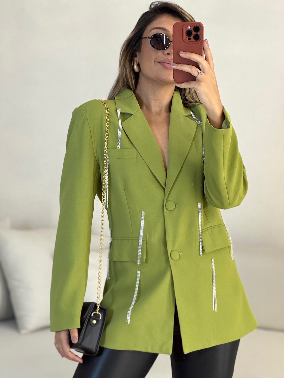 BLAZER BEATRIZ STRASS VERDE OLIVA