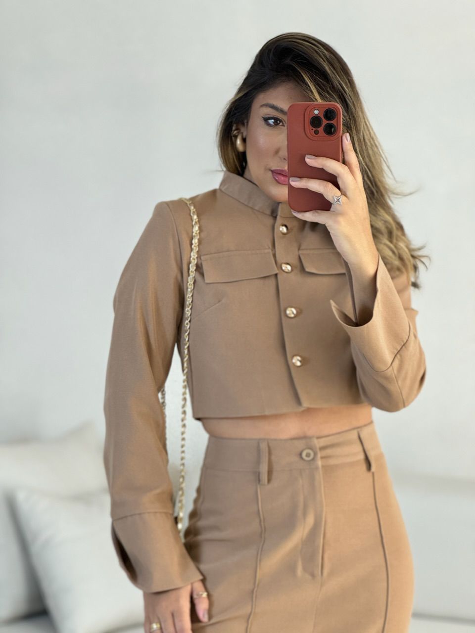 CONJUNTO TALITA JAQUETA SAIA LONGA NUDE