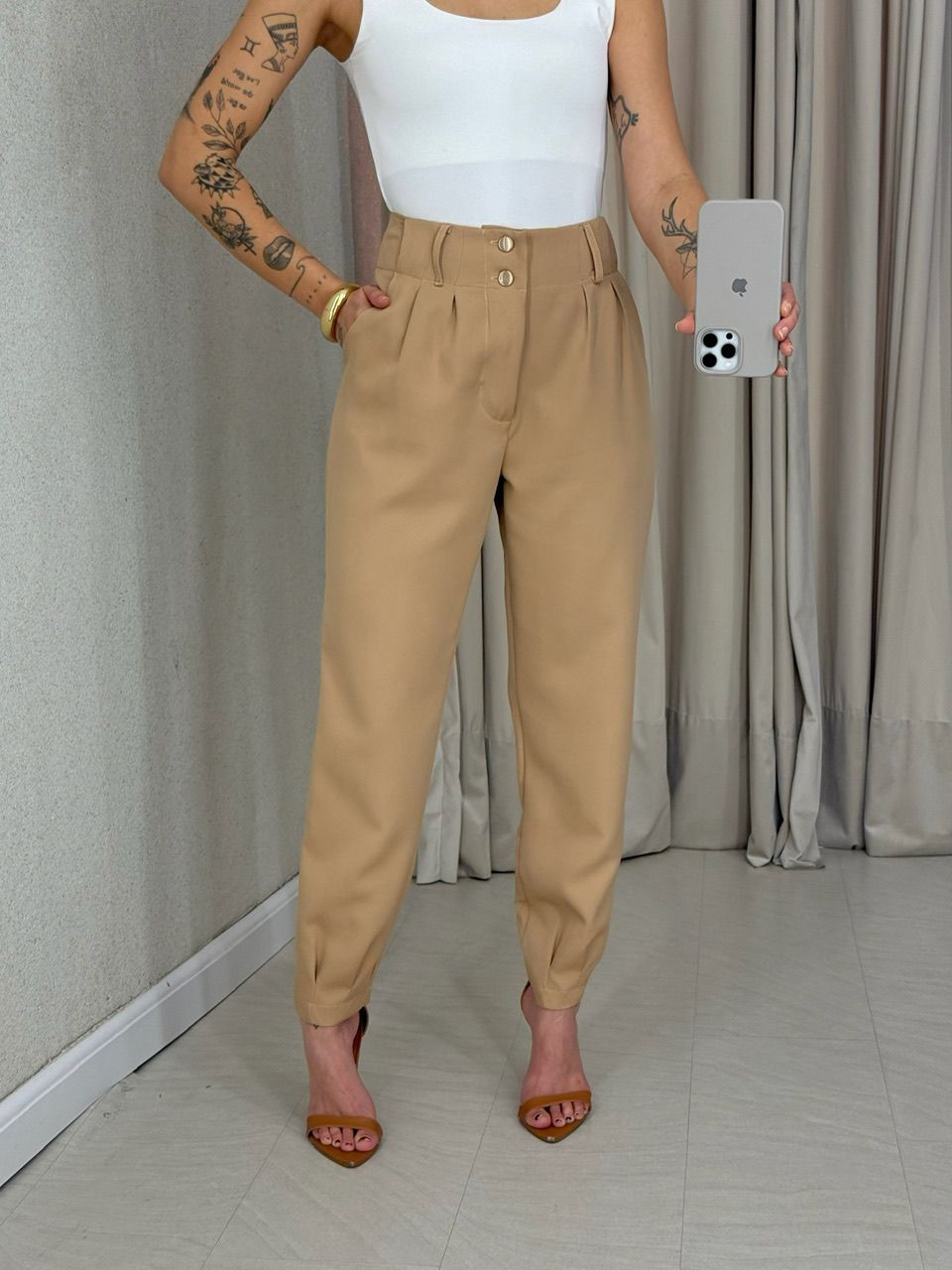 CALÇA ADELE CENOURA NUDE - 0064630049 - CAROLLA FERRARO
