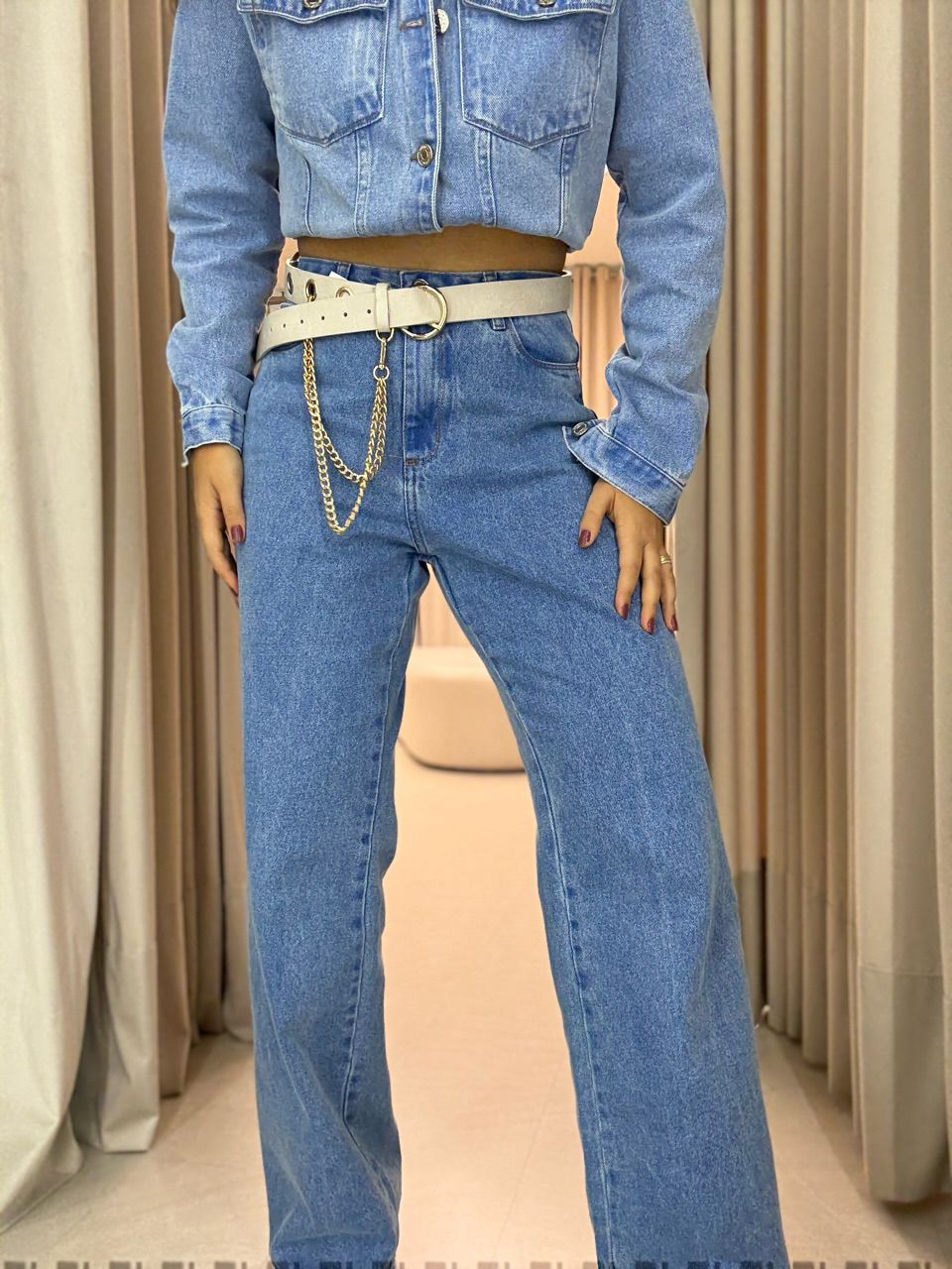 CALÇA CAMILE PANTALONA JEANS MÉDIO - 0064600423 - CAROLLA FERRARO