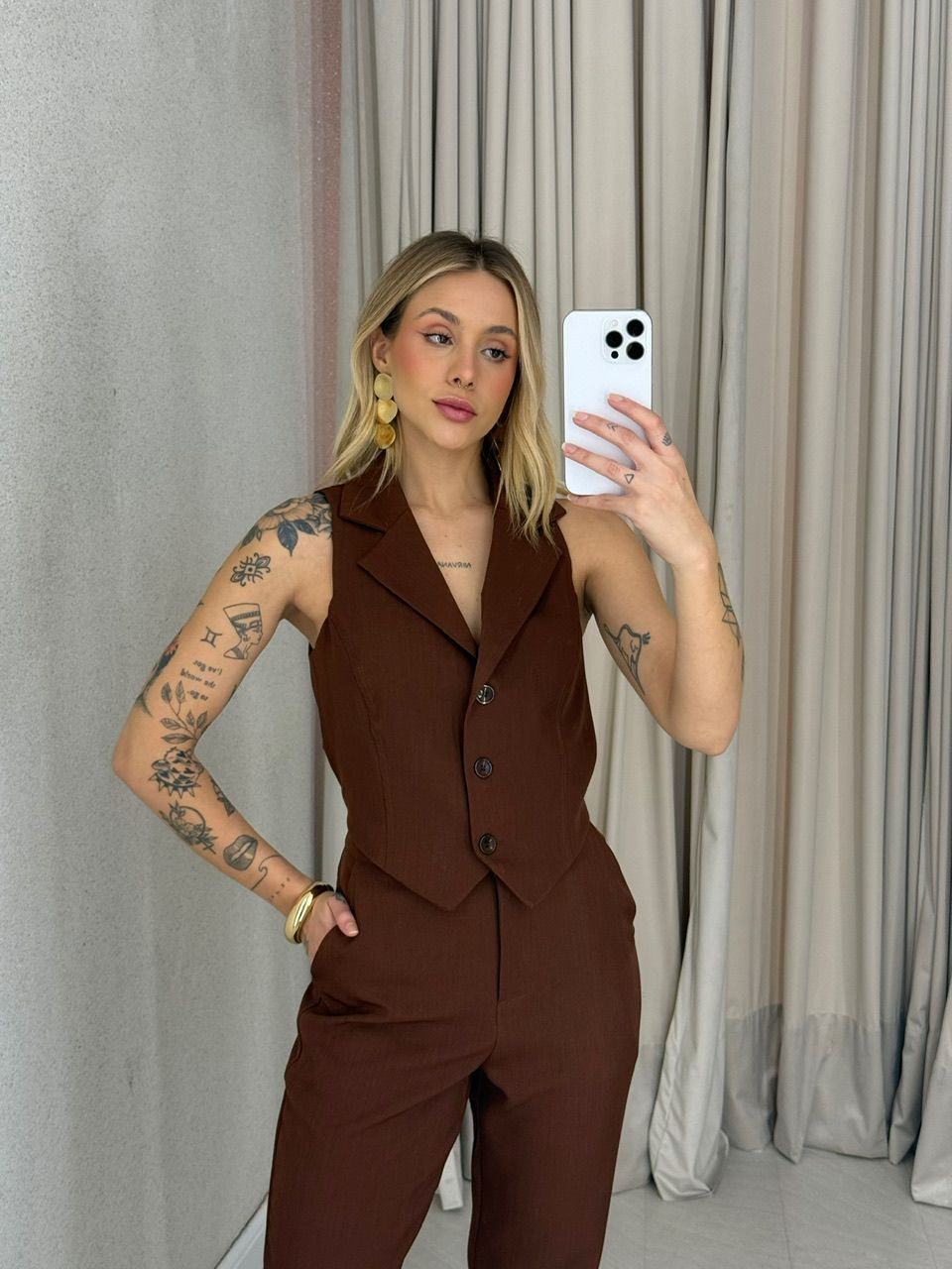 CONJUNTO ELISETE CALÇA MARROM
