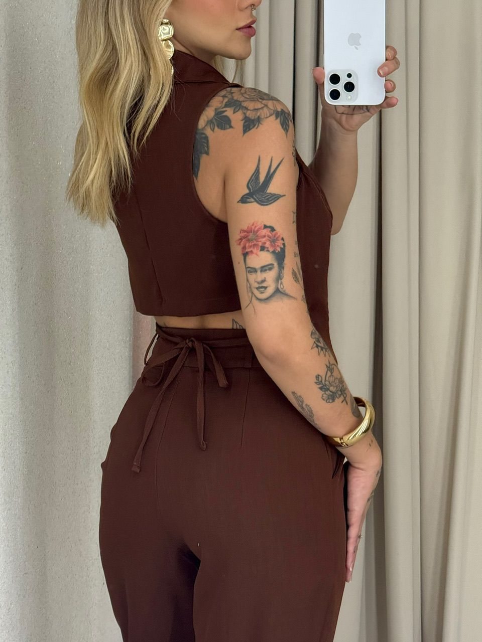 CONJUNTO ELISETE CALÇA MARROM