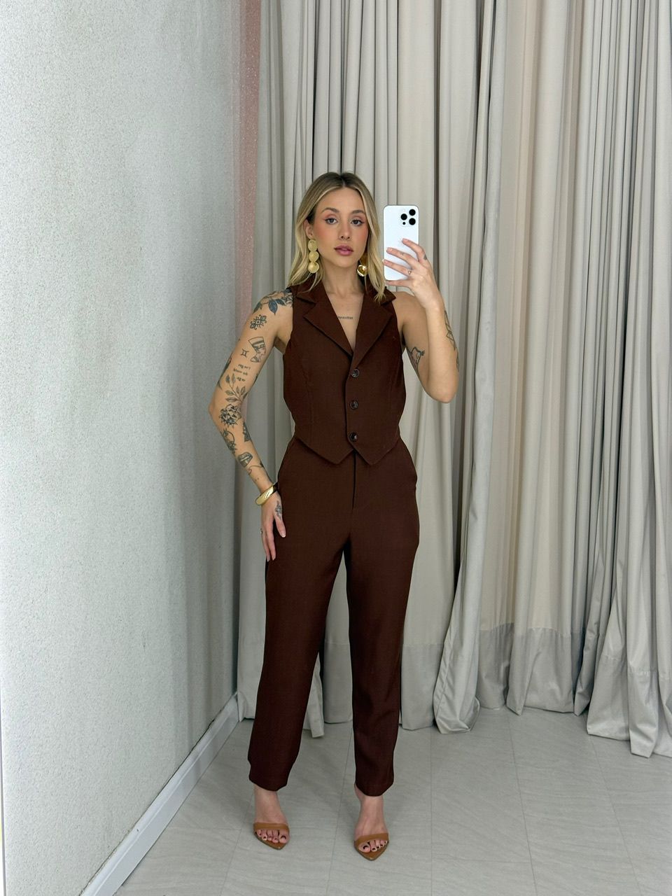 CONJUNTO ELISETE CALÇA MARROM