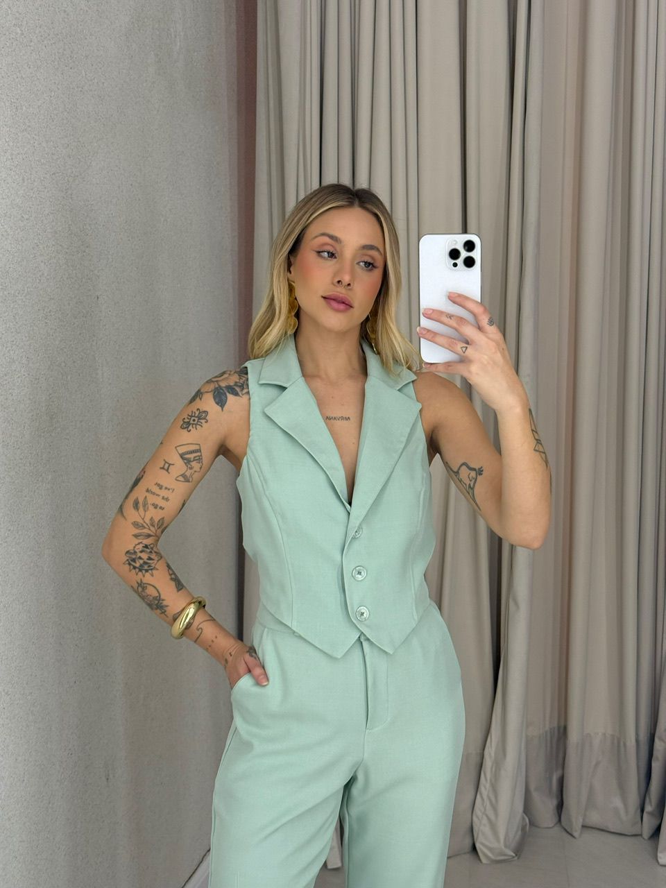 CONJUNTO ELISETE CALÇA VERDE CLARO