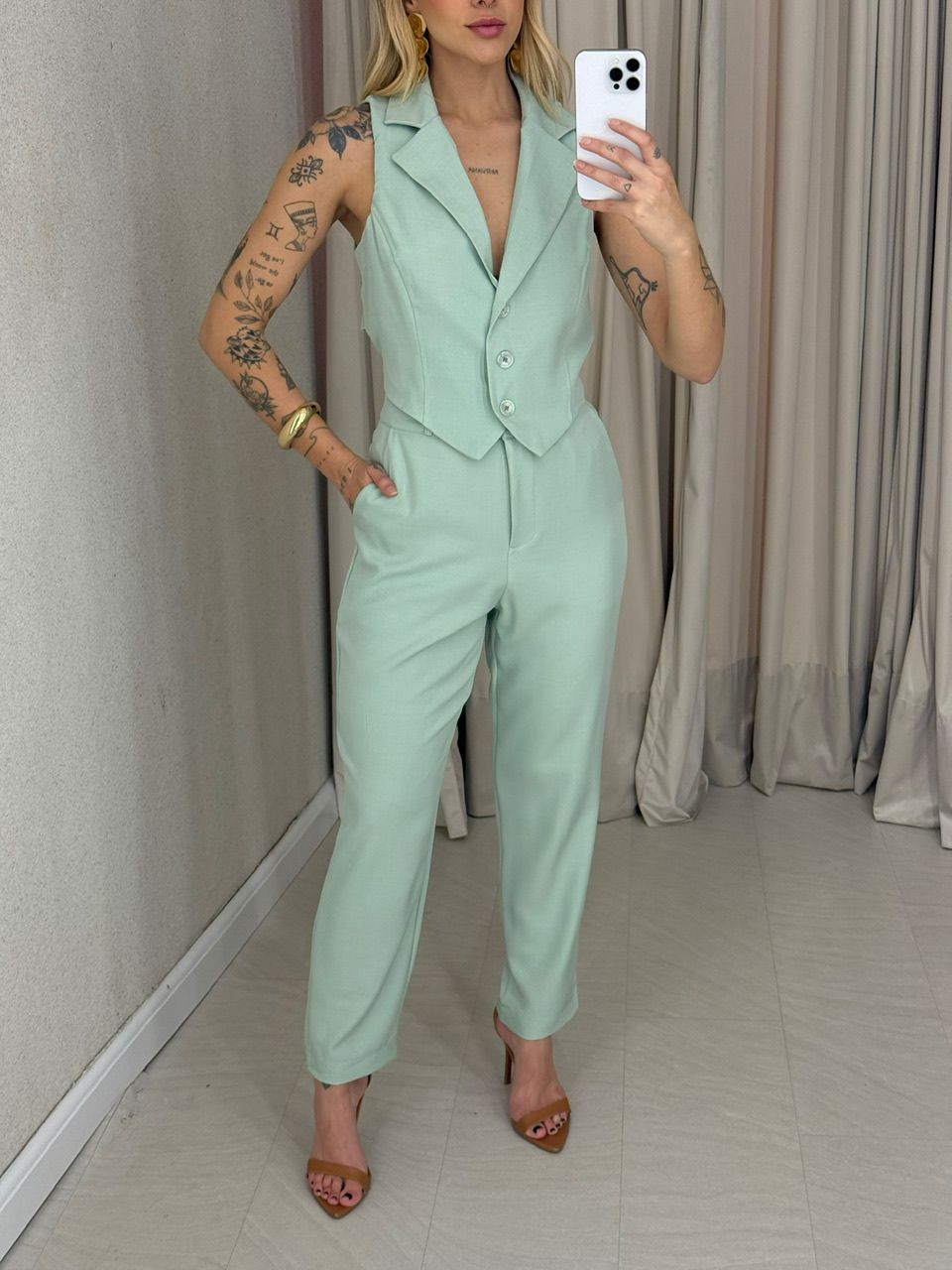 CONJUNTO ELISETE CALÇA VERDE CLARO