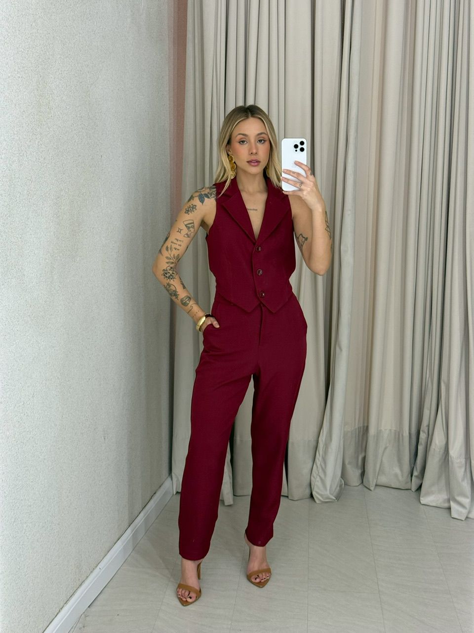 CONJUNTO ELISETE CALÇA VINHO
