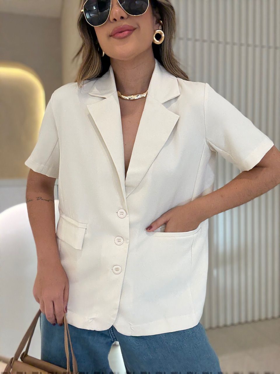 BLAZER EDINA MANGA CURTA OFF - 0064570048 - CAROLLA FERRARO