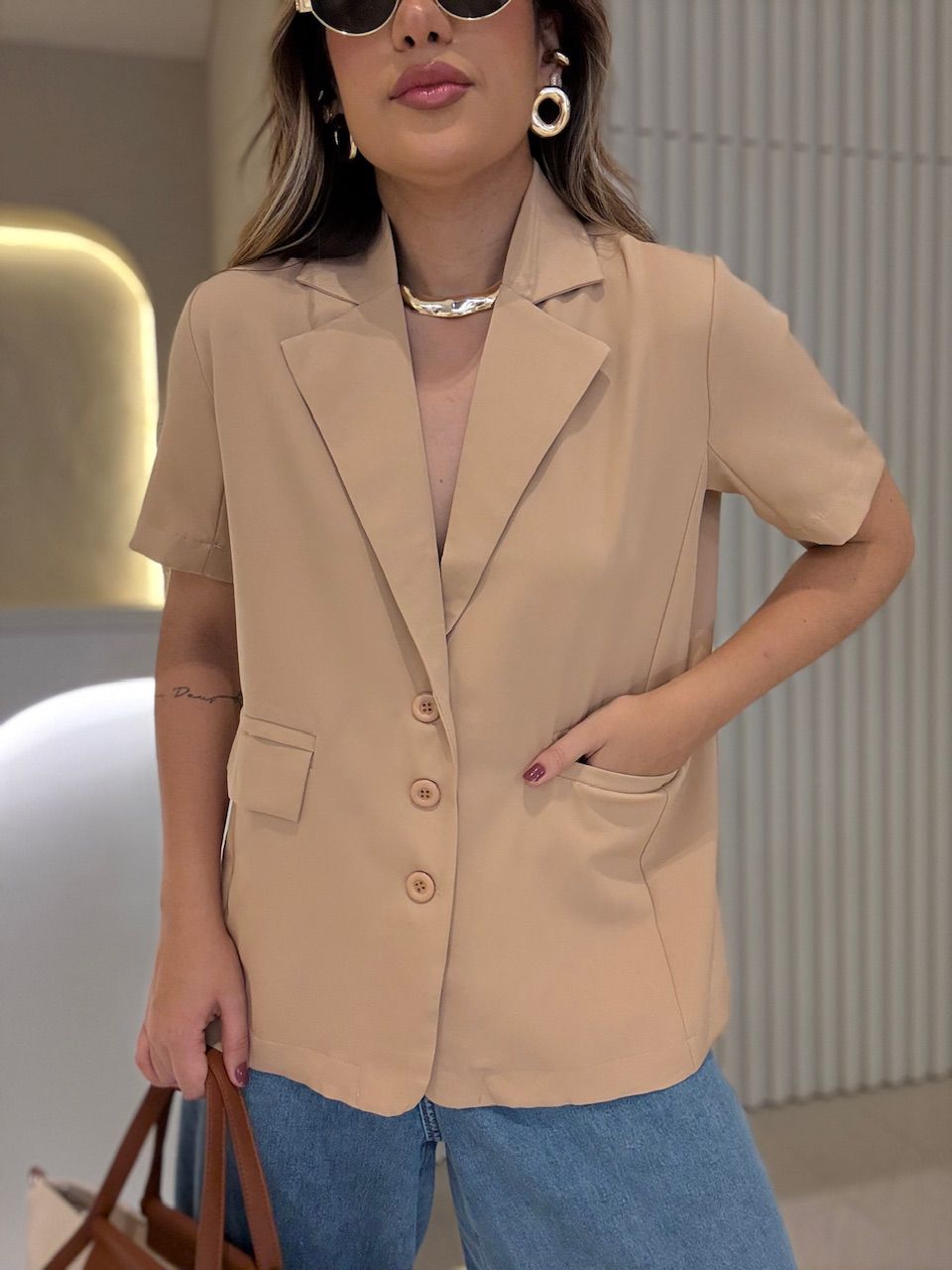 BLAZER EDINA MANGA CURTA NUDE