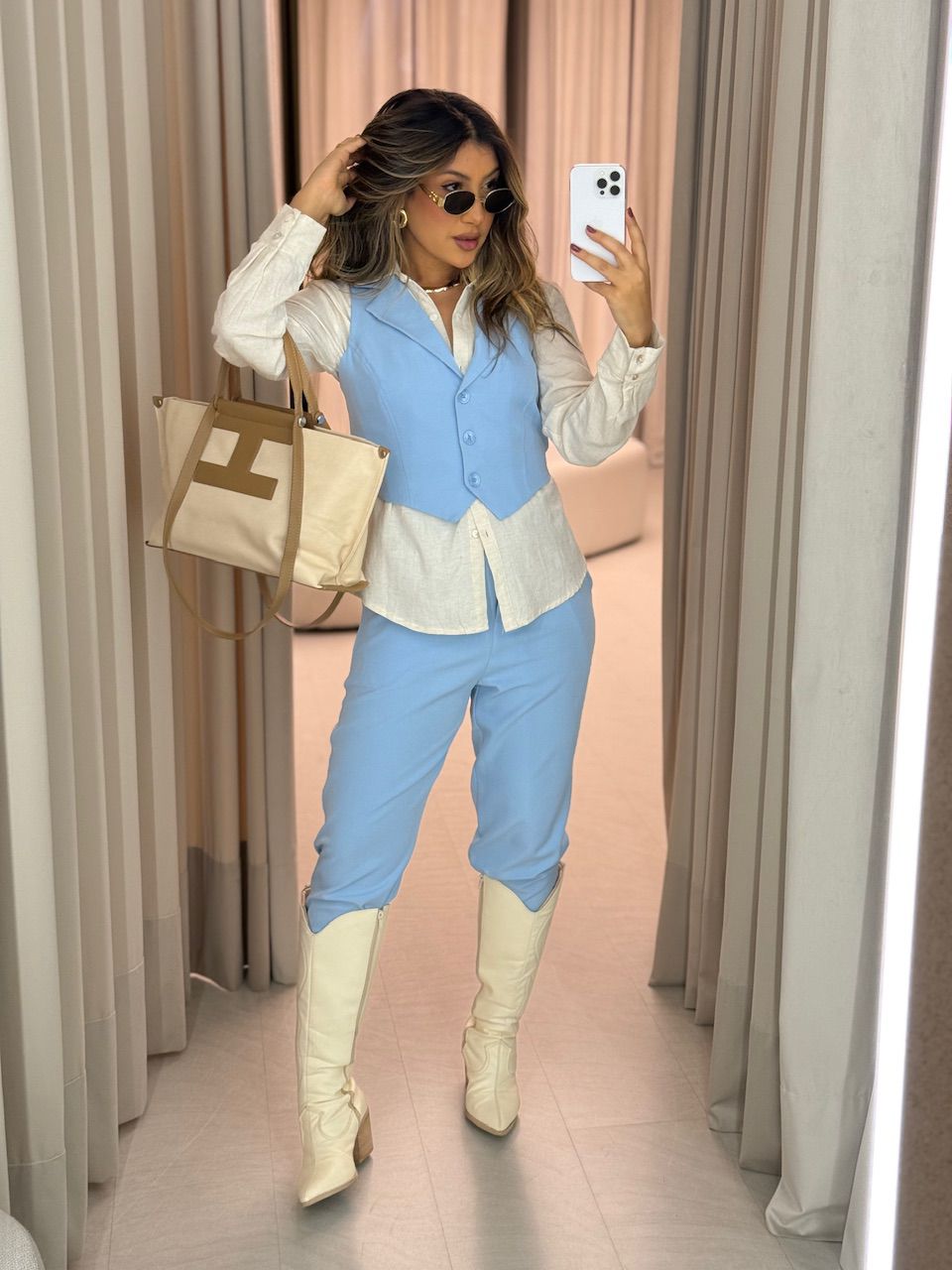 CONJUNTO ELISETE CALÇA AZUL - 0064640109 - CAROLLA FERRARO