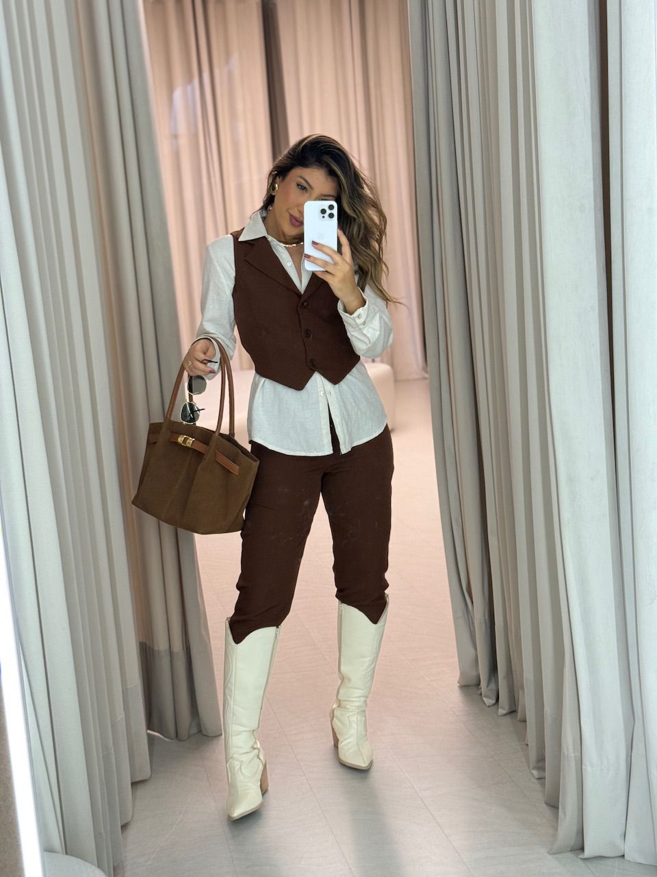 CONJUNTO ELISETE CALÇA MARROM - 0064640054 - CAROLLA FERRARO
