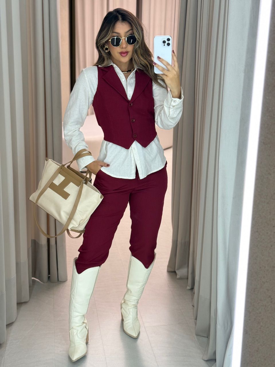CONJUNTO ELISETE CALÇA VINHO - 0064640168 - CAROLLA FERRARO