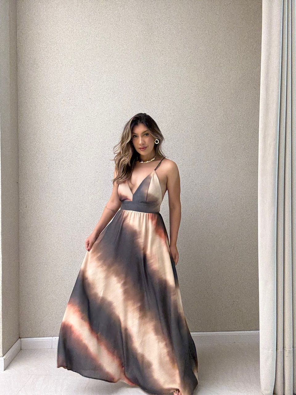 VESTIDO CORALINA ALÇA MARROM - 0064580054 - CAROLLA FERRARO